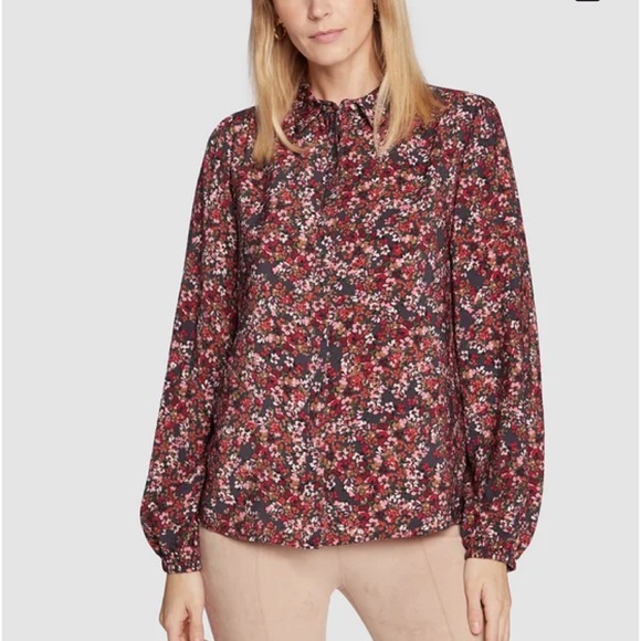 Fransa Frisa Blouse Size M Floral Print Bordeaux - Picture 3 of 14